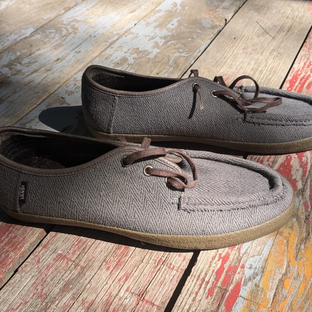 NEW MENS SNEAKERS VANS WASHBOARD ORIGINAL SURF SIDERS GREY/ESPRESSO SIZE 9 NWOT